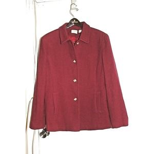 Ann Taylor Loft Red Soft Thin Wool Blend Jacket Size 14 Made In USA EUC